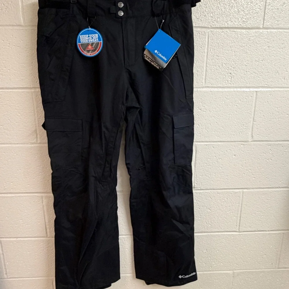 Columbia Mens Omni-Heat Snow Pants XL Black Waterproof Insulated Ski Cargo New